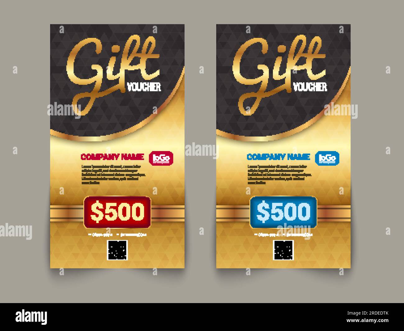 Gift voucher market template with golden tag market design. Special
