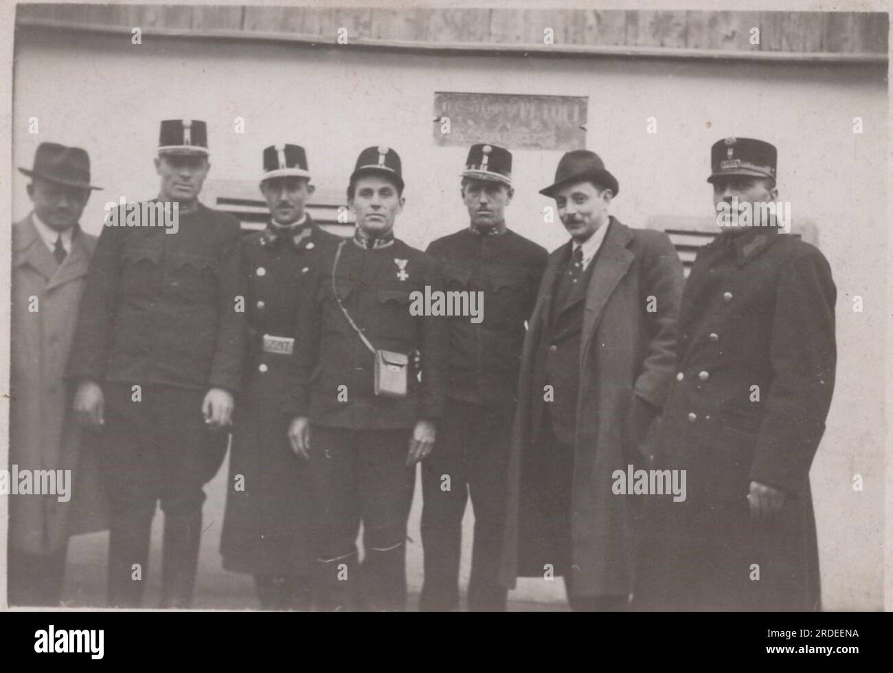 Police officers in uniform and detective in undercover from the late period of Austro-Hungarian empire and early of 1920s Stock Photo