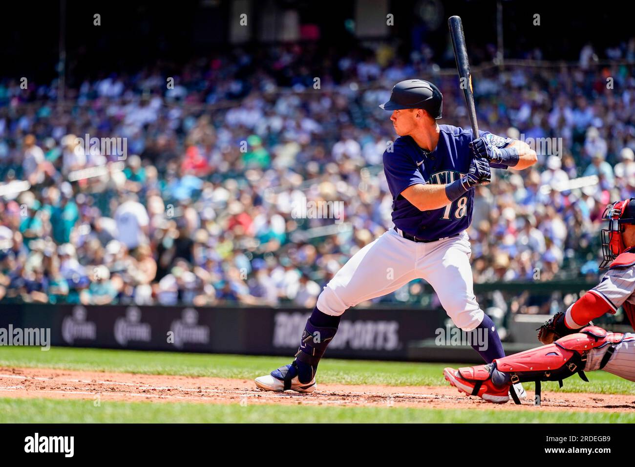 Minnesota Twins catcher Christian Vazquez looks on in between batters  against the Seattle Mariners during a baseball game, Tuesday, July 18,  2023, in Seattle. (AP Photo/Lindsey Wasson Stock Photo - Alamy