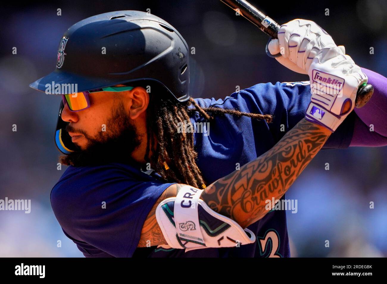 Seattle Mariners' J.P. Crawford takes a swing during an at-bat in a  baseball game, Monday, May 23, 2022, in Seattle. The Mariners won 7-6. (AP  Photo/Stephen Brashear Stock Photo - Alamy