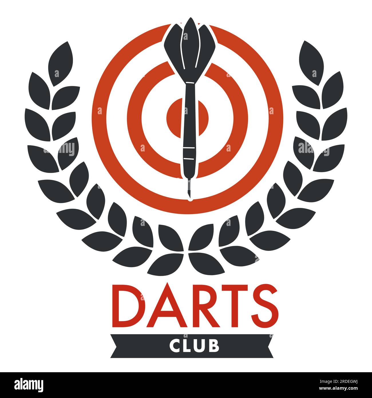 Darts club banner with bullseye and laurel leaf Stock Vector Image