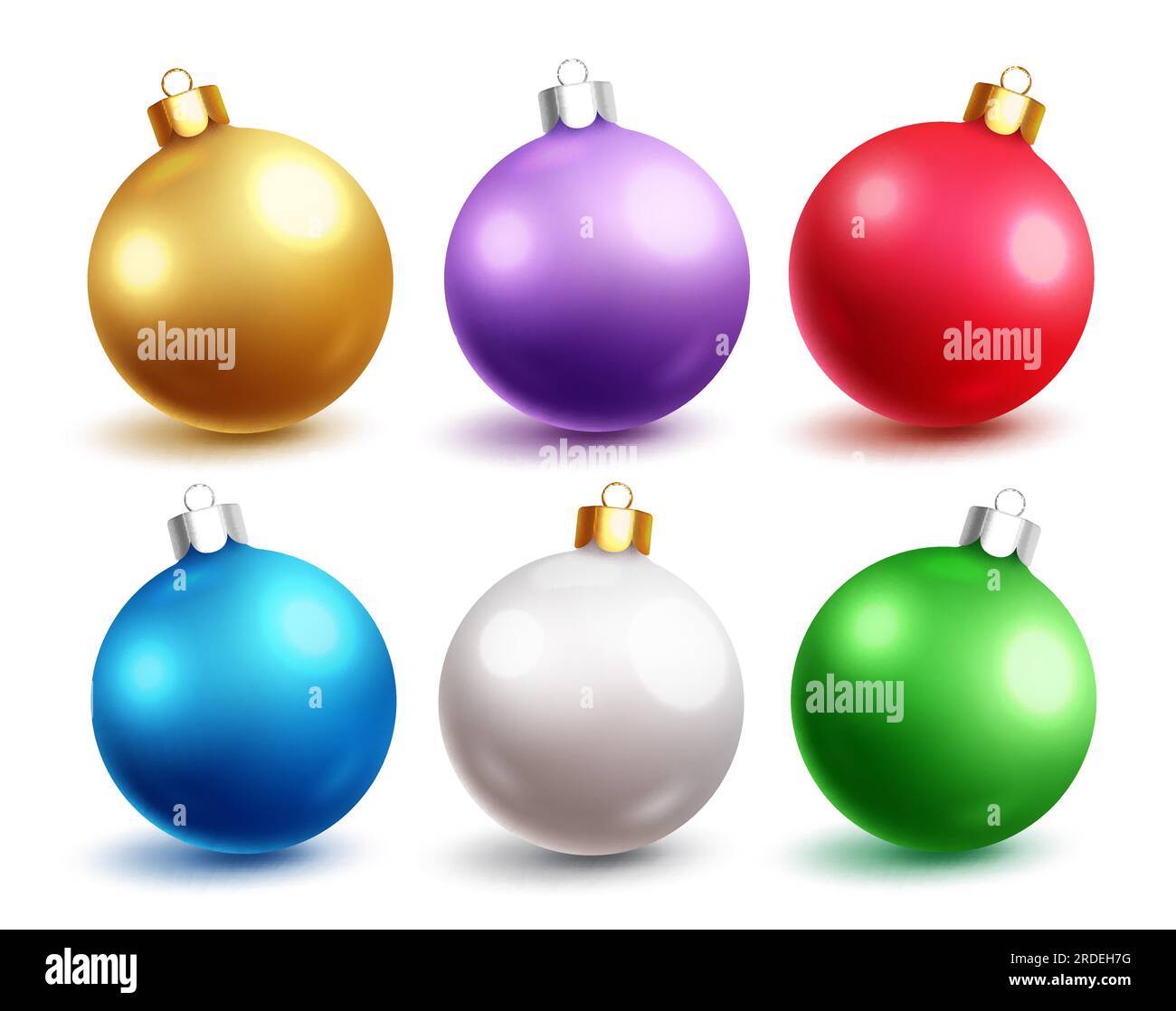 Christmas balls vector set design. Christmas ball elements in metallic