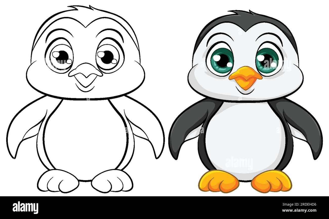 A vector cartoon illustration of a cute baby penguin isolated on a