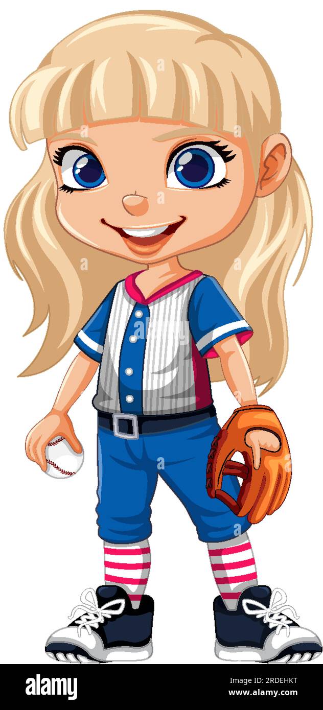Blonde girl baseball player illustration Stock Vector Image & Art Alamy
