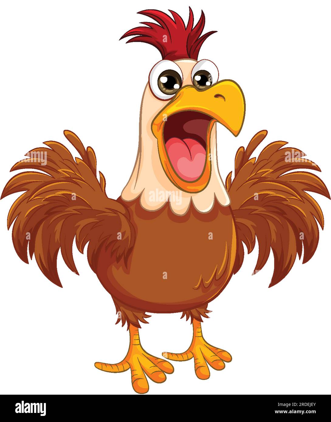 A vector cartoon illustration of a chicken freaking out, isolated on a