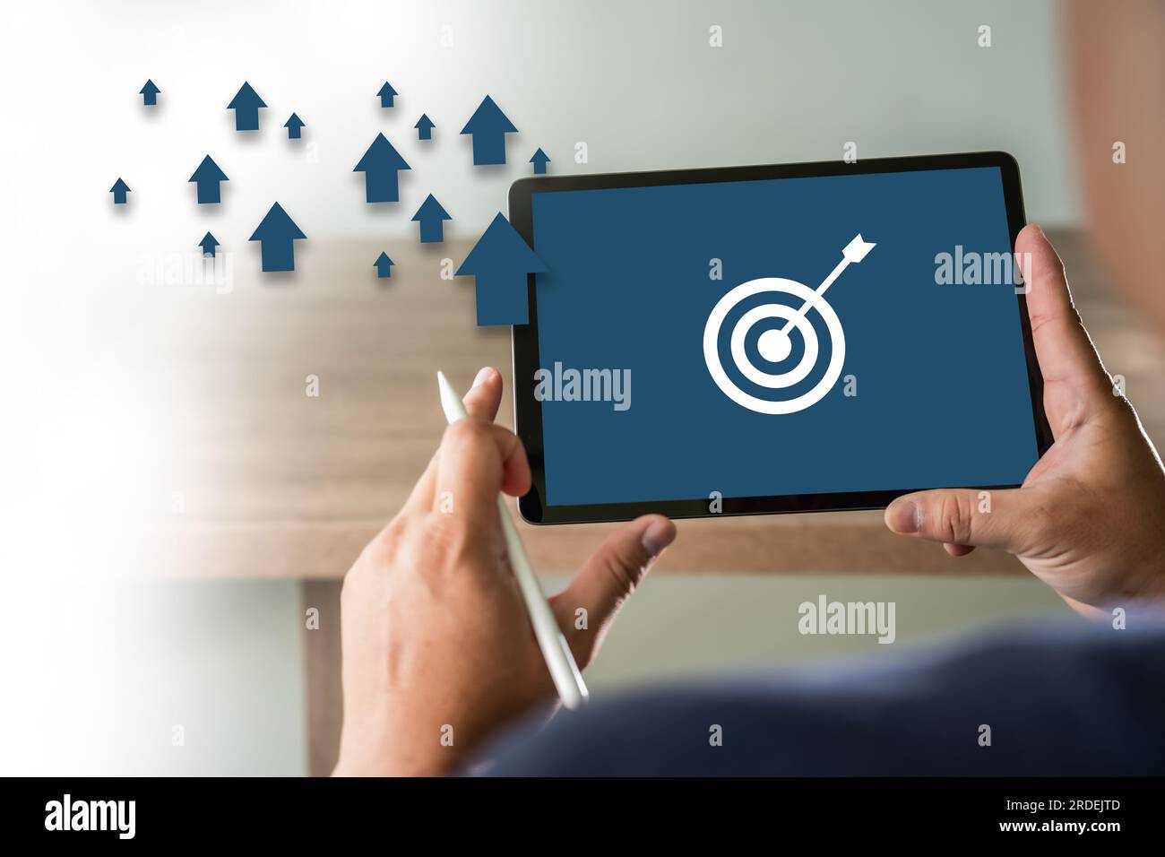 Businessman set up objectives and target goals for success plan management strategy financial