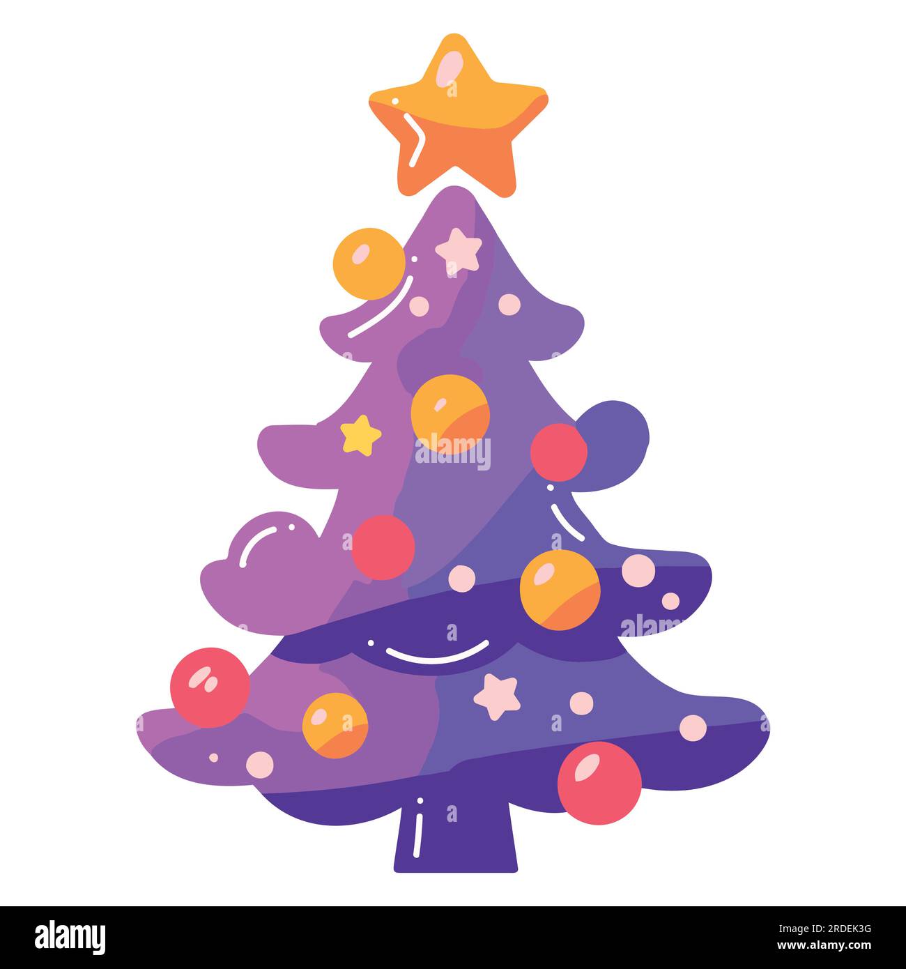 Hand Drawn christmas tree in flat style isolated on background Stock Vector
