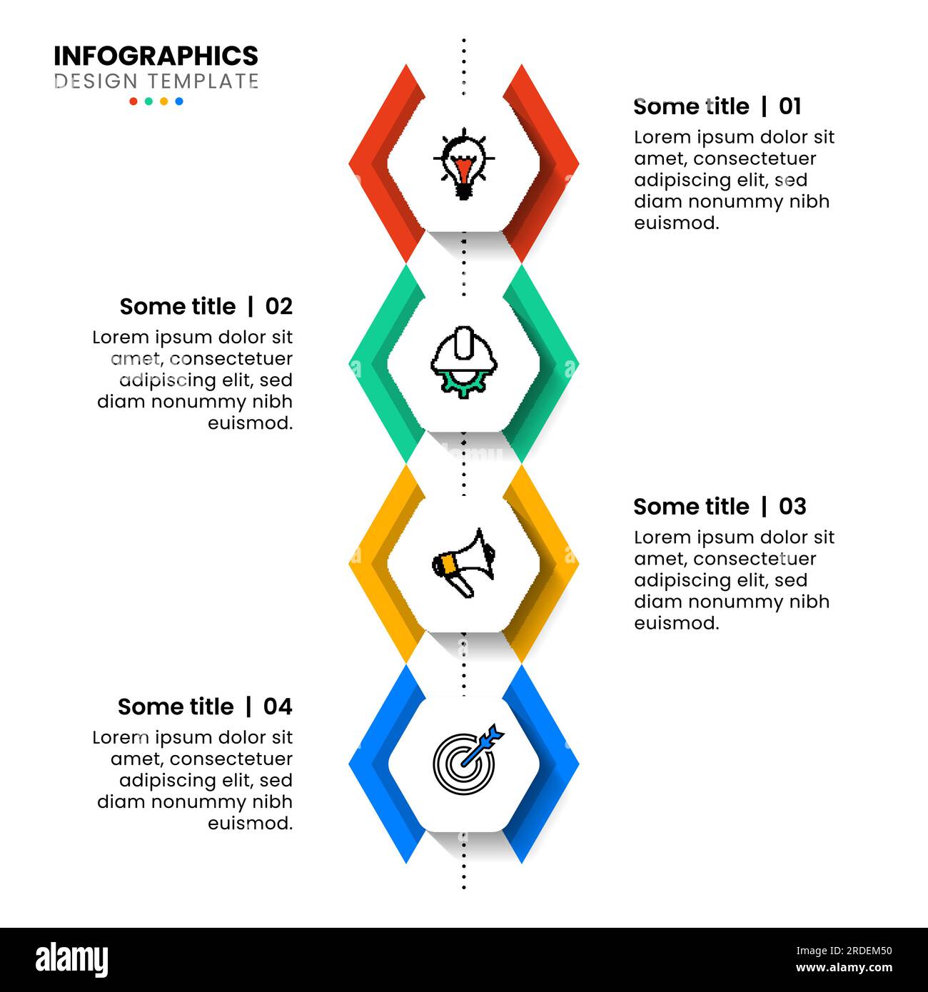 Infographic template with icons and 4 options or steps. Hexagons. Can ...