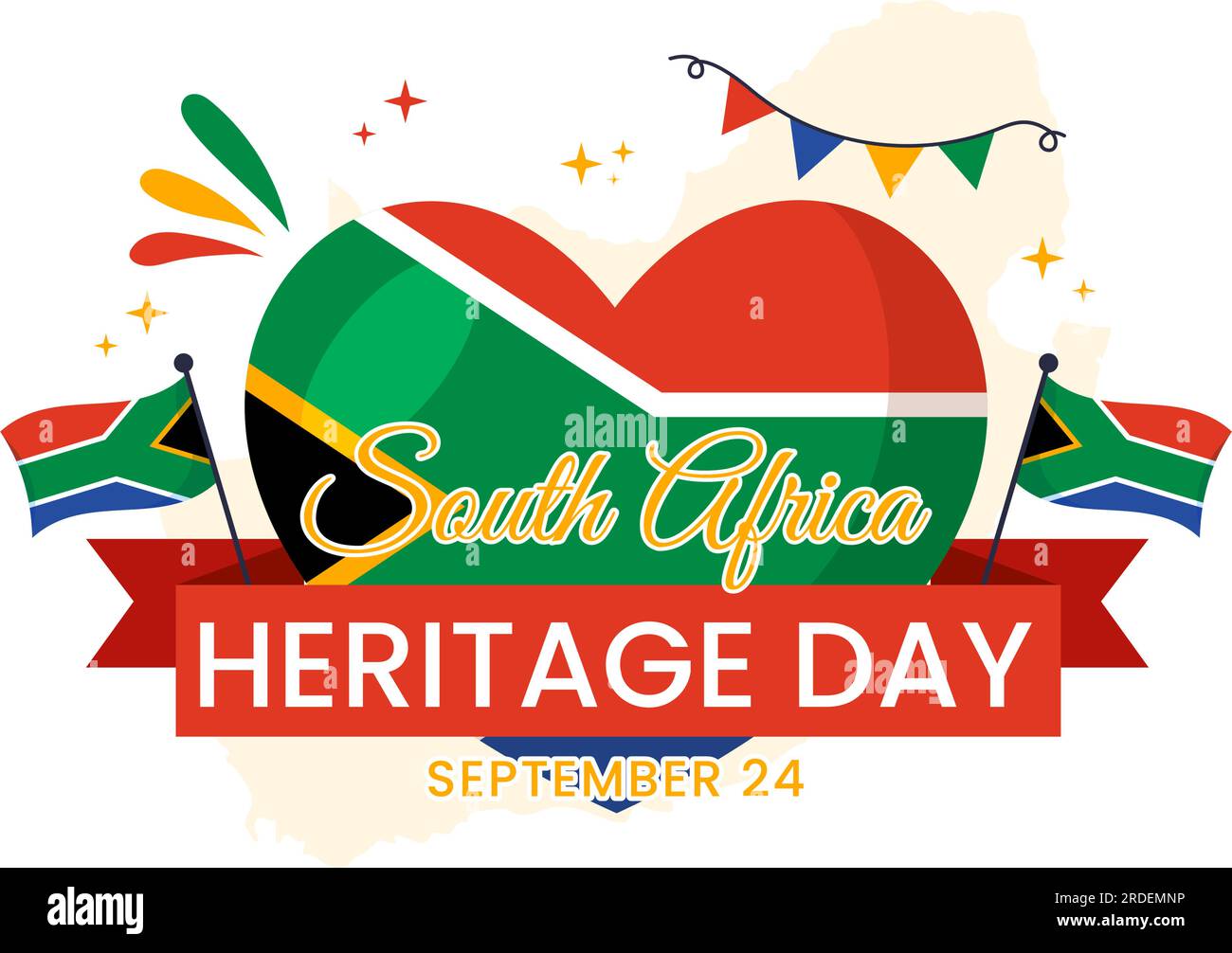 Happy Heritage Day South Africa Vector Illustration on September 24 with Waving Flag Background, Honoring African Culture and Traditions Templates Stock Vector