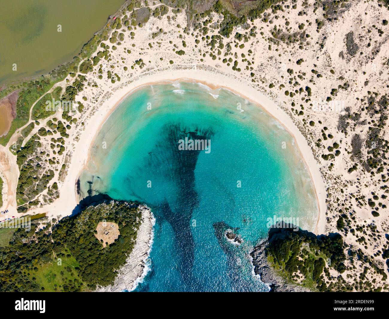 Drone shot, Voidokilia Bay, Voidokilia Bay, Ox Belly Bay, Pylos