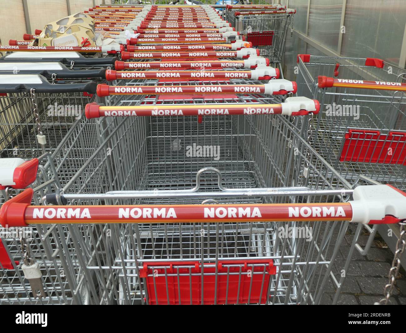 Weilerswist, Germany. 18th July, 2023. Logo, lettering of the food discounter NORMA Credit: Horst Galuschka/dpa/Alamy Live News Stock Photo
