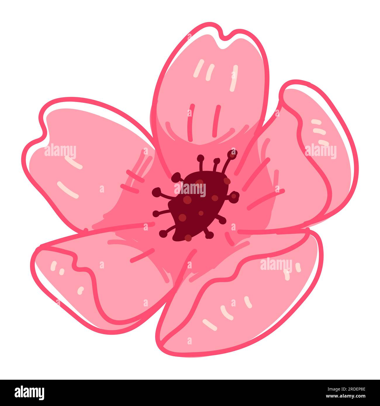 Sakura blossom, flourishing pink flora vector Stock Vector Image & Art ...