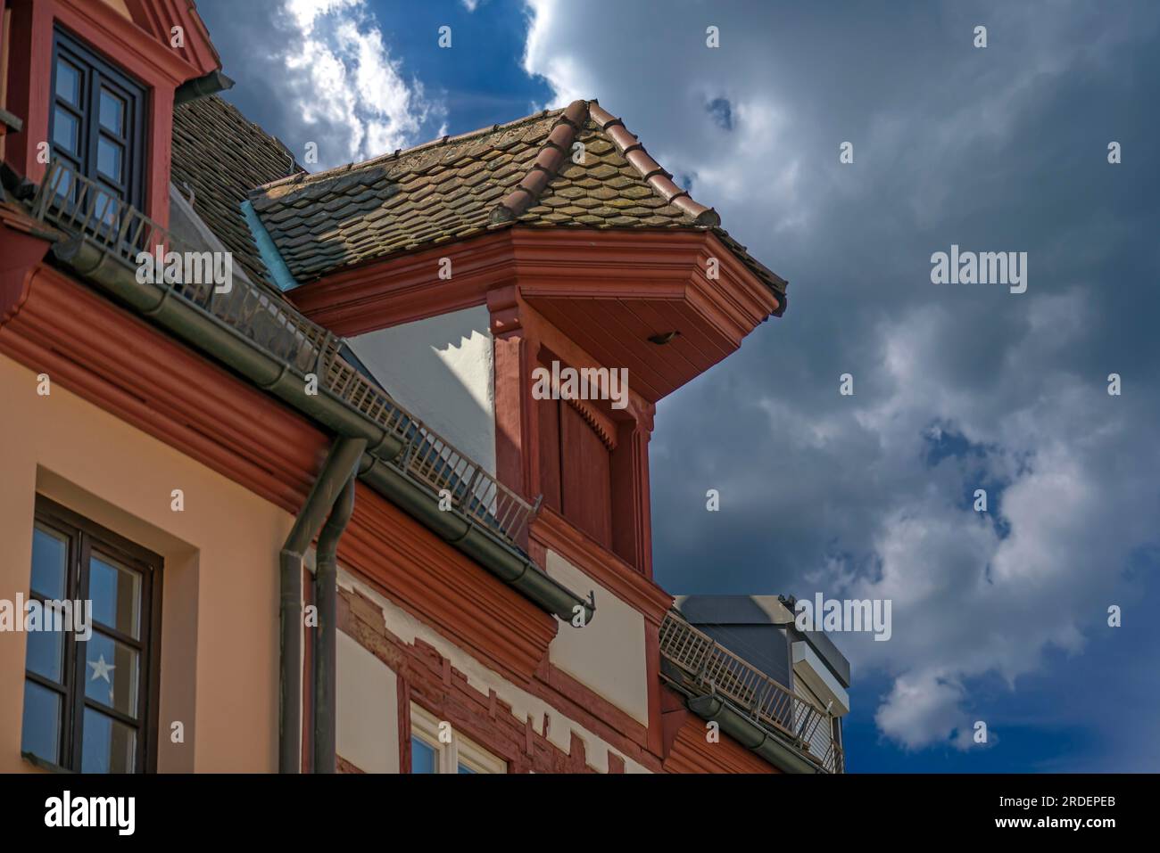 Historic roof lift bay, Geiersberg 17, Nuremberg, Middle Franconia, Bavaria, Germany Stock Photo