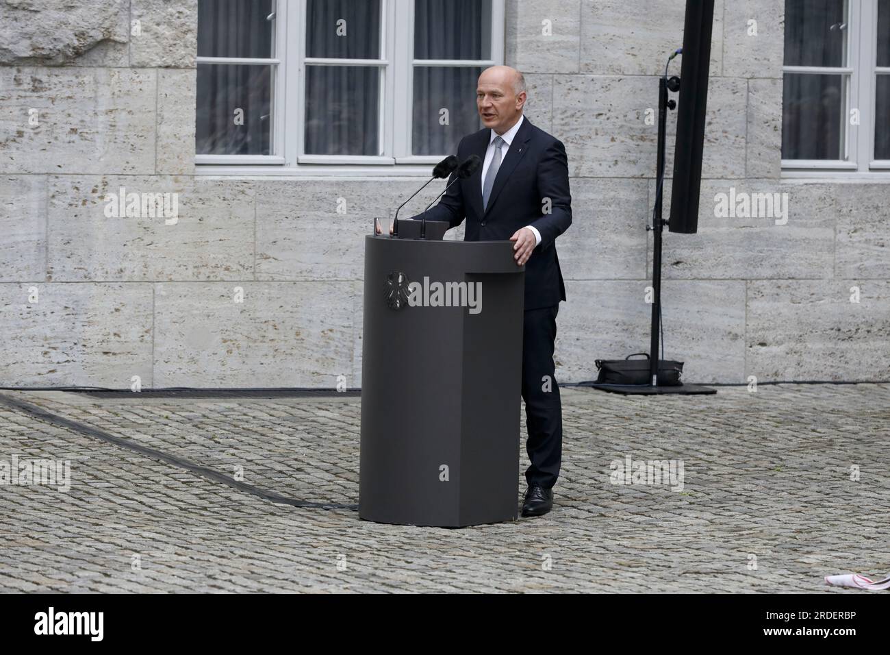 Berlin, Germany, July 20, 2023. Kai Wegner, the Governing Mayor of Berlin, at the commemoration ceremony of the German resistance on July 20, 1944. Stock Photo