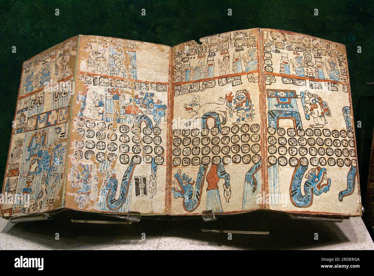 Grolier Codex. Feathered Serpent, Mayan Culture. State of Mexico D.F. Mexico. Stock Photo
