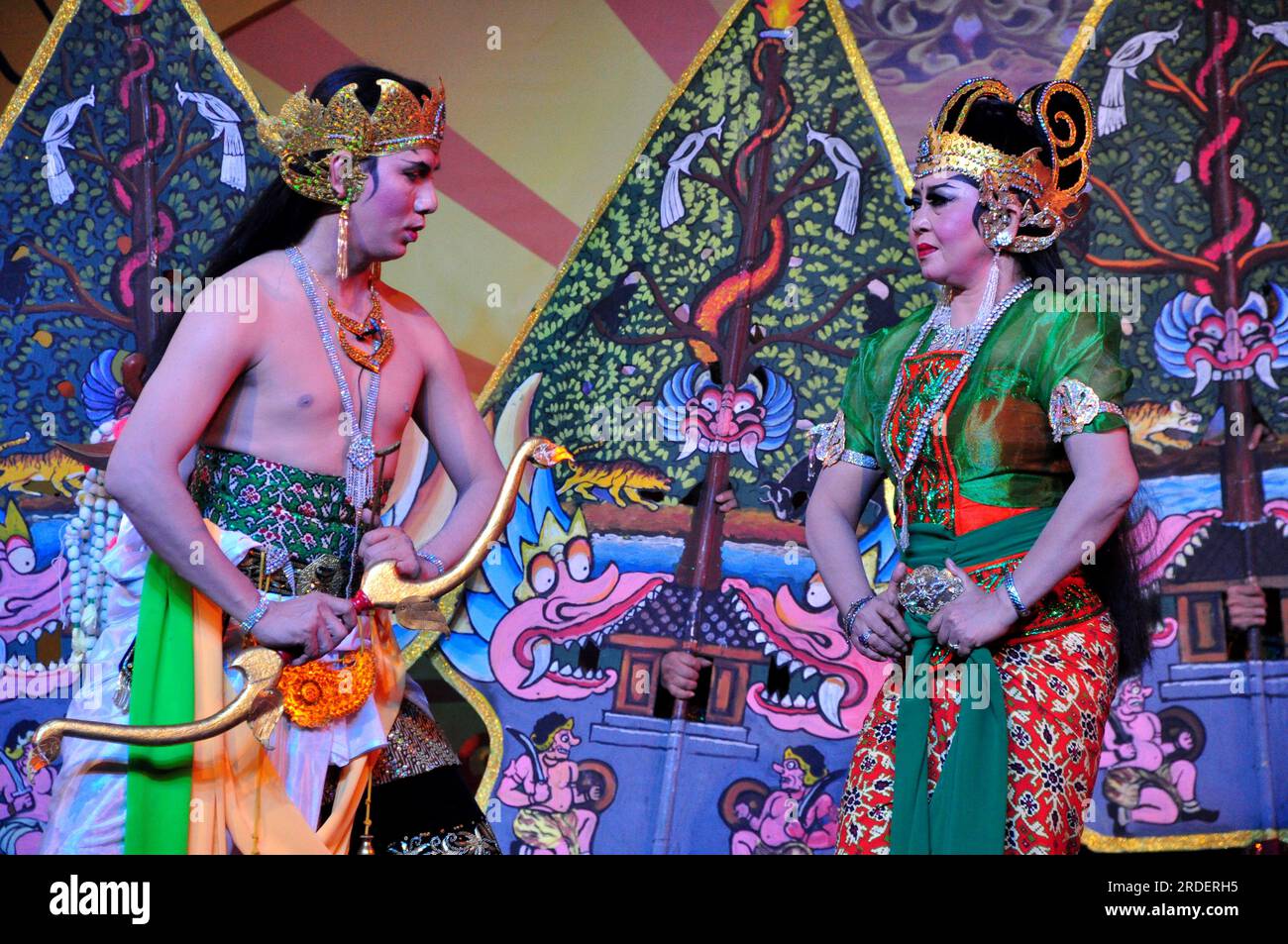 Yogyakarta, Indonesia - November 25, 2012 : Javanese wayang drama performance of the story of the Ramayana in Indonesia Stock Photo