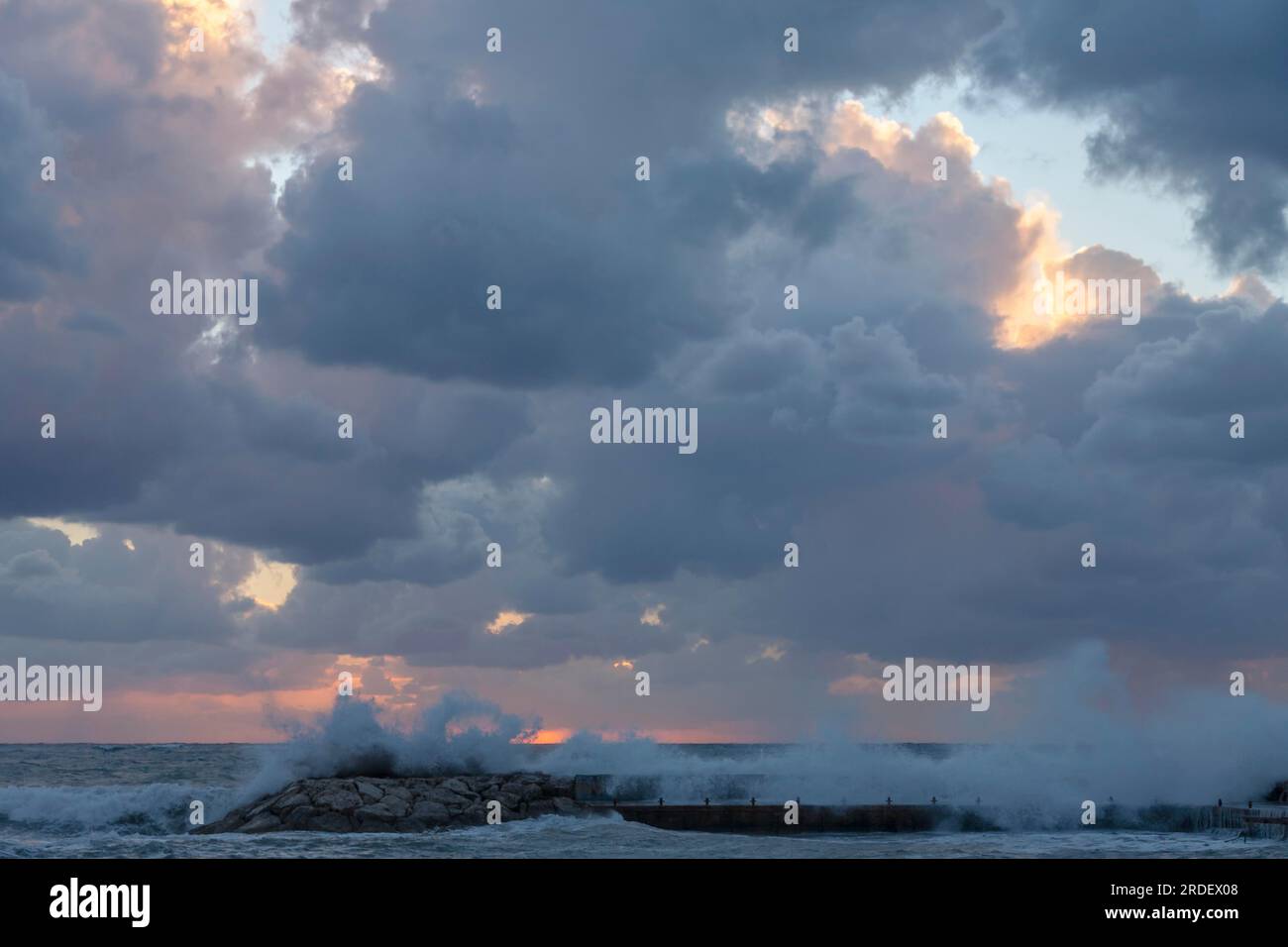 Sunset and troubled sea, Cyprus Stock Photo - Alamy