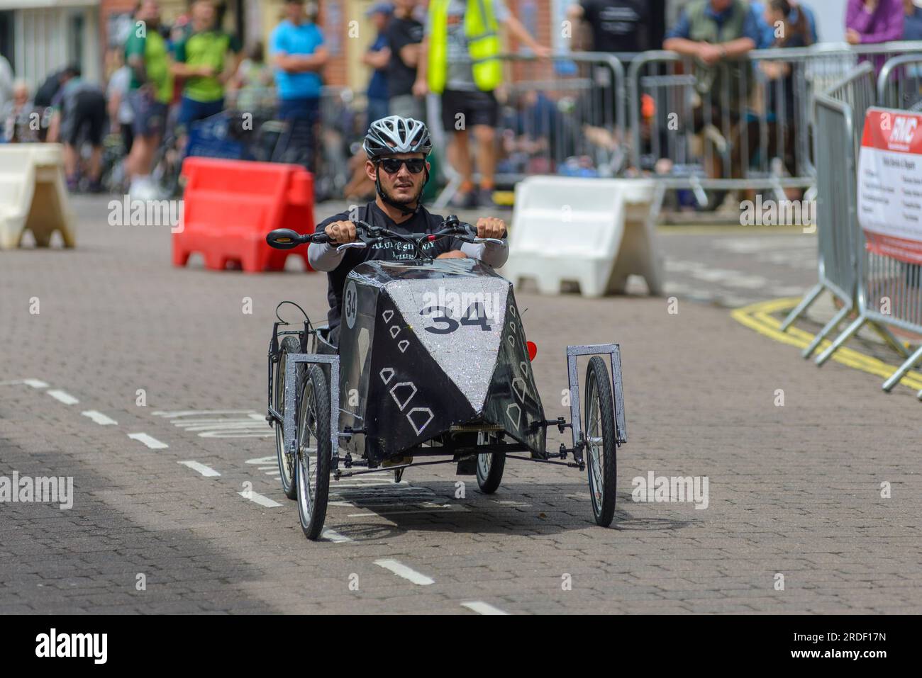Ringwood, Hampshire, UK, 16th July 2023. British Pedal Car Grand Prix