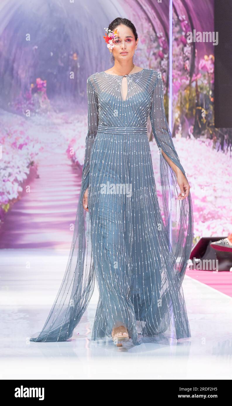 slim fit dress slacks Gossamer Gown with Feather Embroidery - Western Dream Silk Chiffon A-line  Gown main image 1