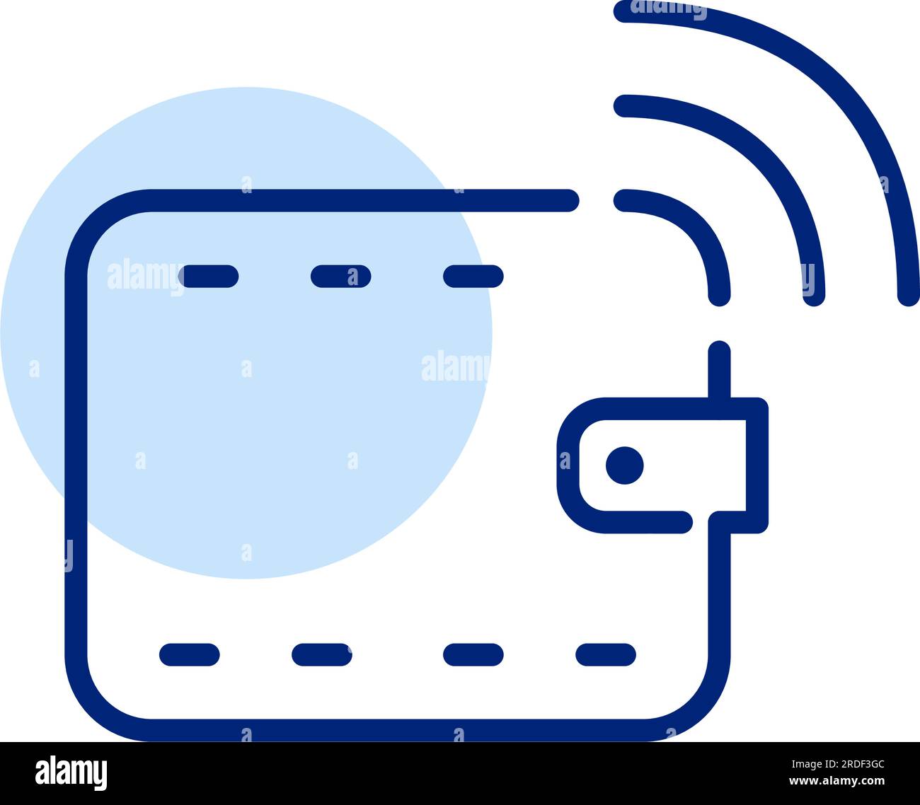 Wallet with contactless payment symbol. E-wallet. Pixel perfect, editable stroke Stock Vector