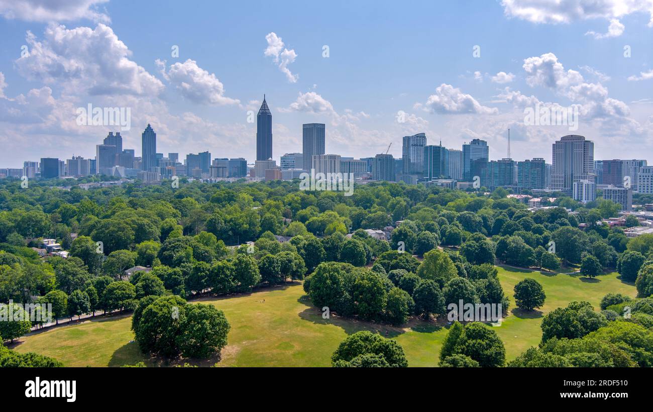 The Atlanta, Georgia skyline from Piedmont Park Stock Photo