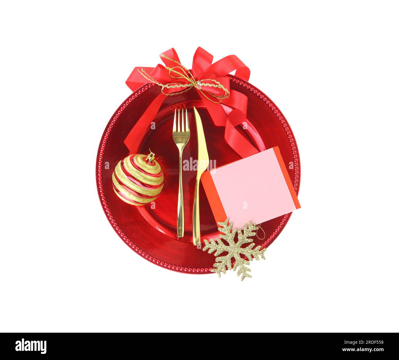 christmas-invitation-template-empty-paper-note-in-a-red-plate-isolated