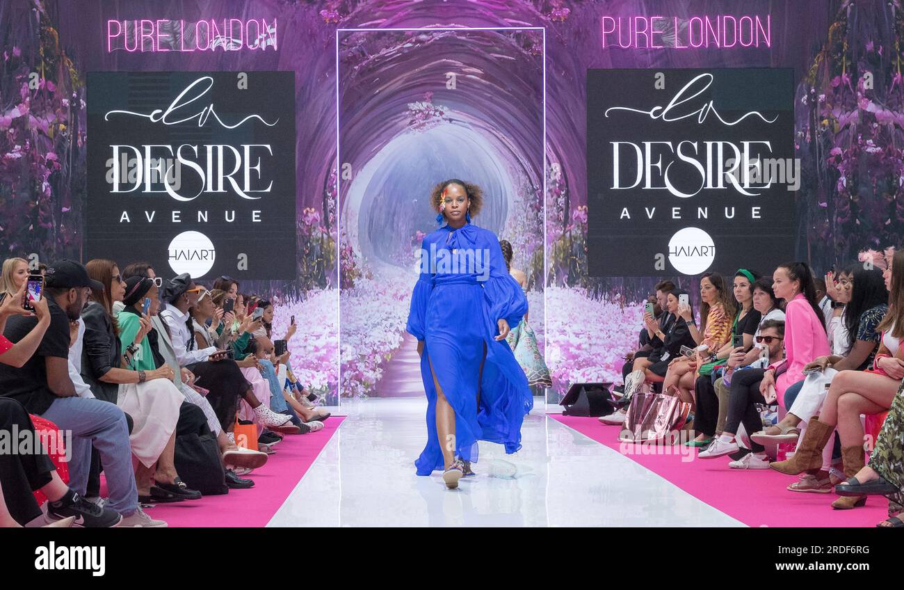 Pure London Fashion Catwalk Event/runway July 2023 - Kensington Olympia London UK England Stock Photo