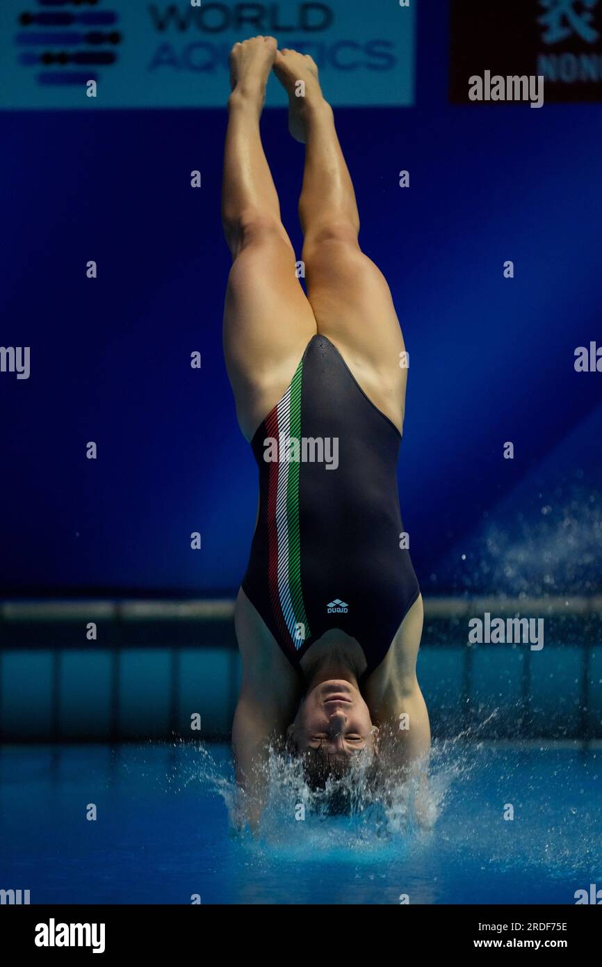 Elena Bertocchi of Italy competes during the women's 3m springboard