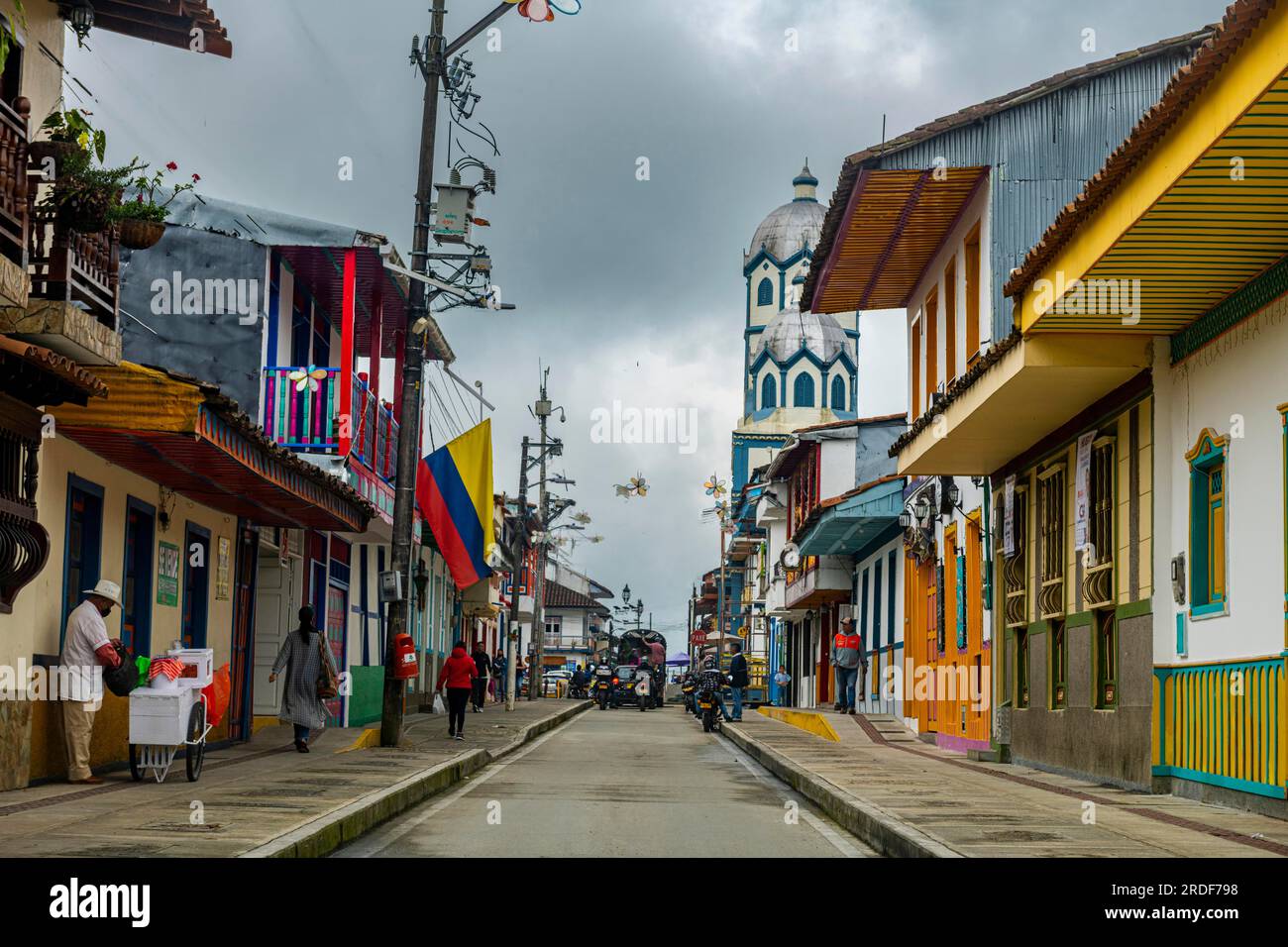 Colourful houses in the Unesco site coffee cultural landscape, Filandia, Colombia Stock Photo