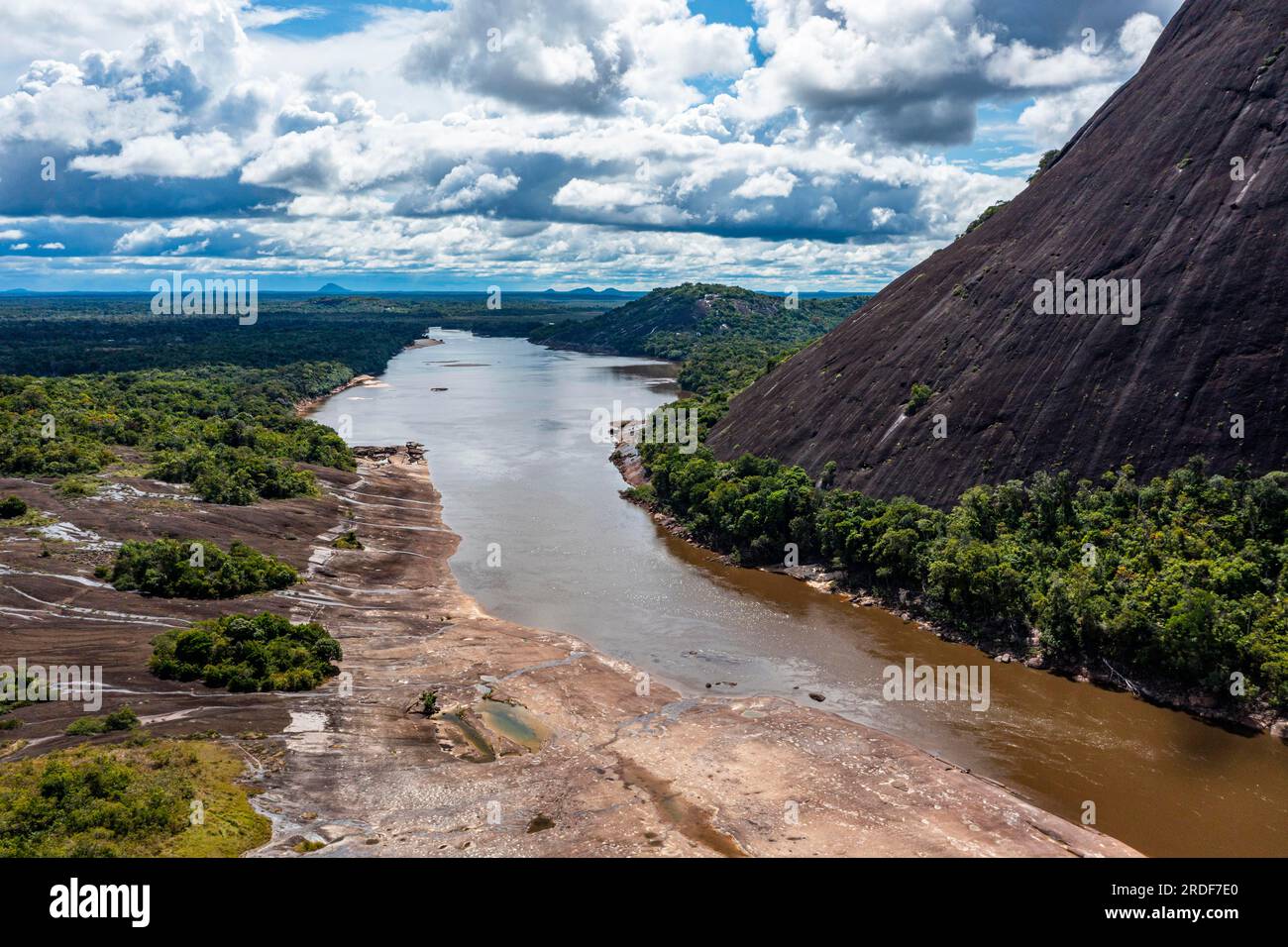 Colombia Granitic Rocks Aerial of the huge granite hills, Cerros de Mavecure, Eastern Colombia ...