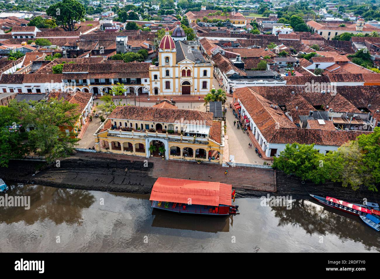 Aerial of the Unesco world heritage site, Mompox, Colombia Stock Photo