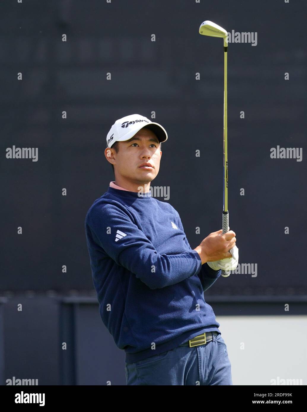 USA's Collin Morikawa tees off the 3rd during day two of The Open at ...