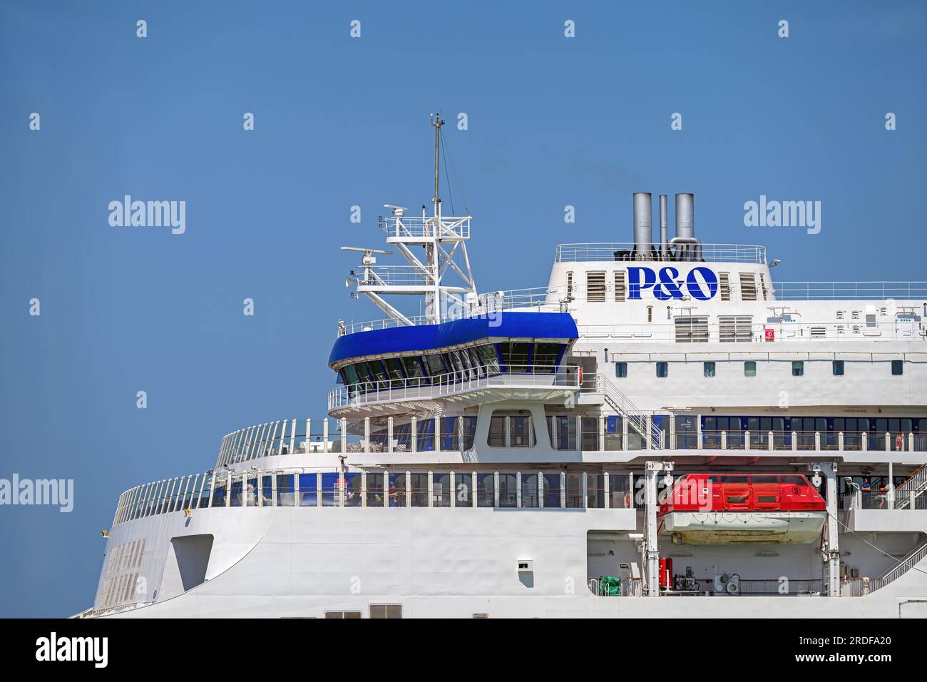 P&O Pioneer is a double-ended cross-Channel ferry operated by P&O Ferries between Dover and Calais. Stock Photo