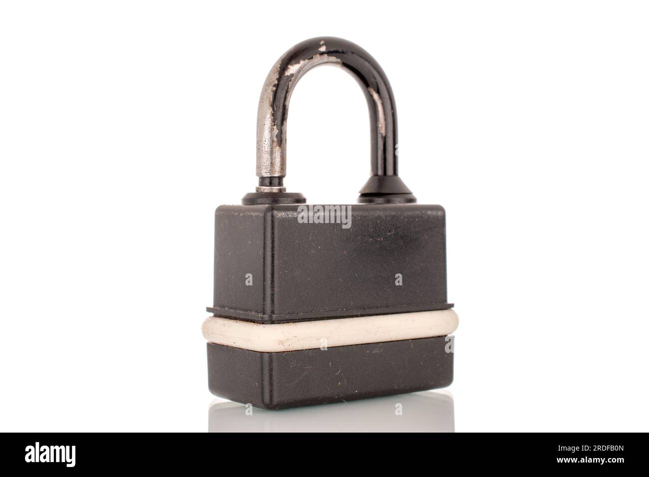 One metal lock, macro, isolated on white background Stock Photo - Alamy