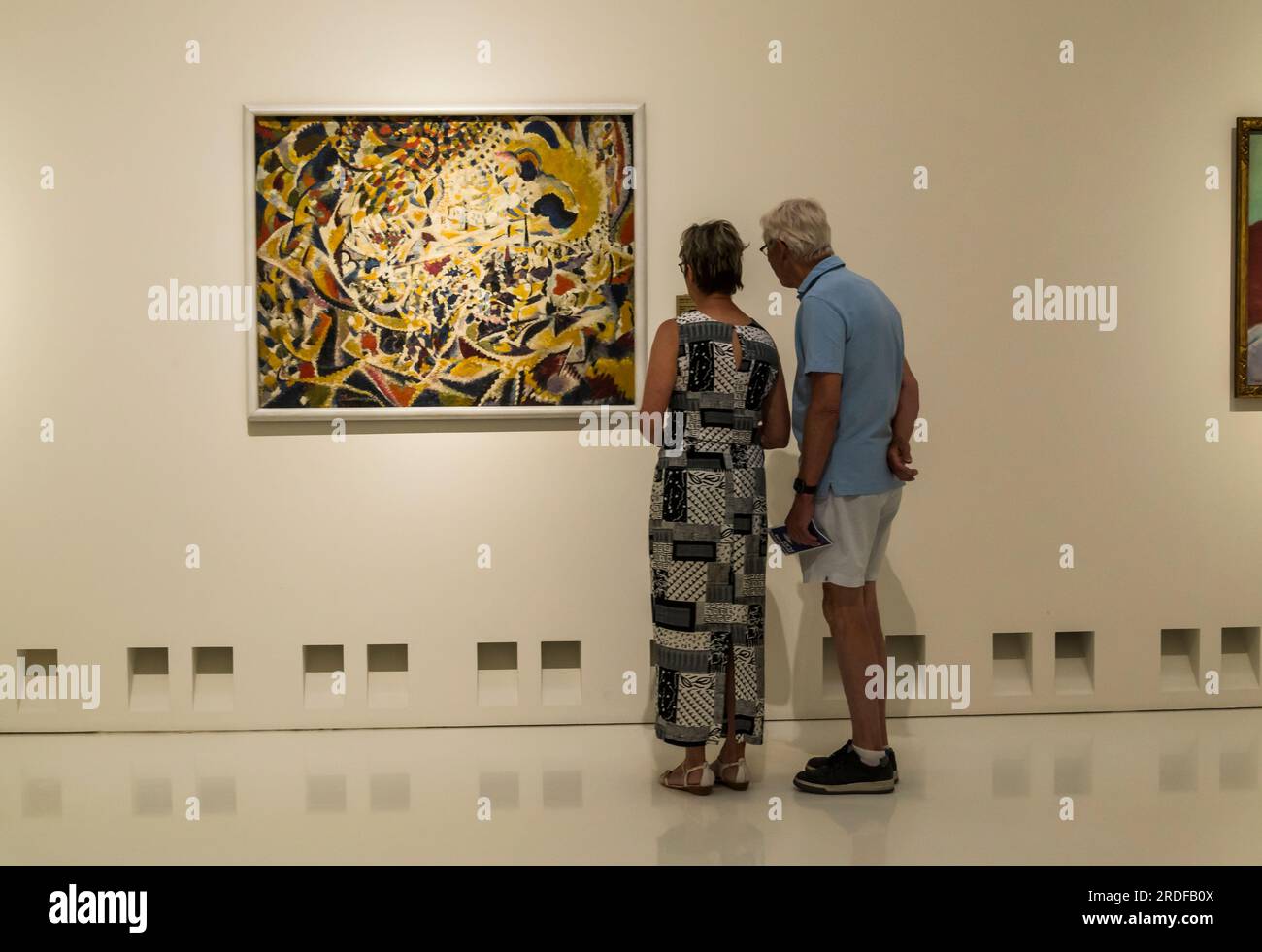 Young Caucasian People In An Art Gallery Looking At Paintings And Talking  About Them Stock Photo, Picture and Royalty Free Image. Image 22573792.