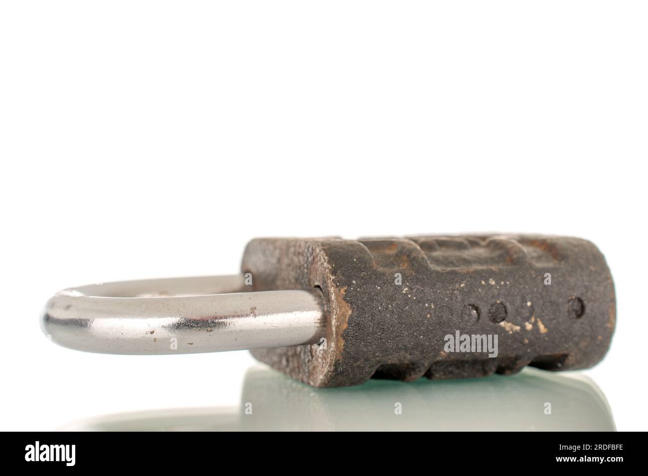 One metal lock, macro, isolated on white background Stock Photo - Alamy