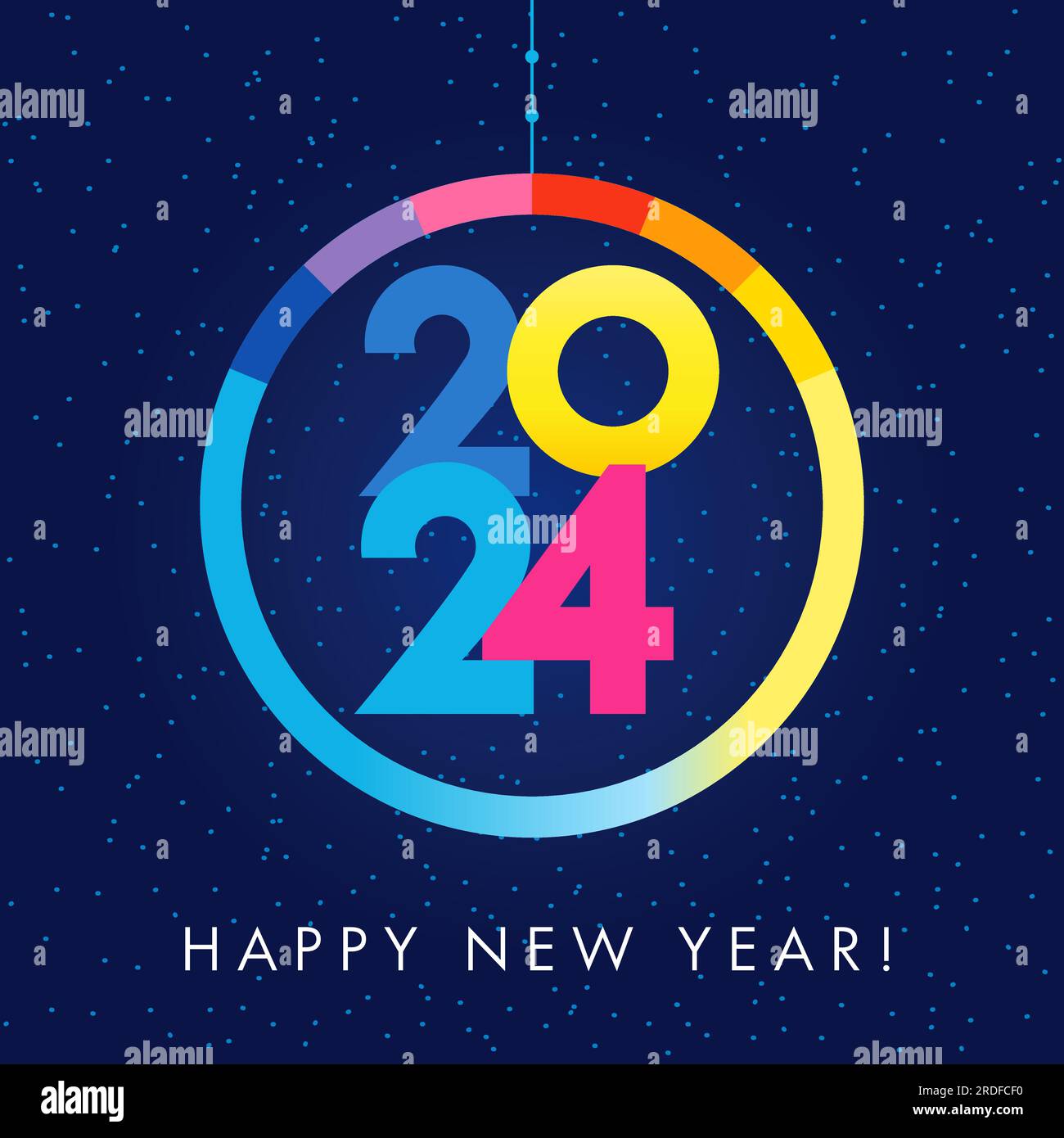 2024 Happy New Year seasons greetings card. Template holiday design