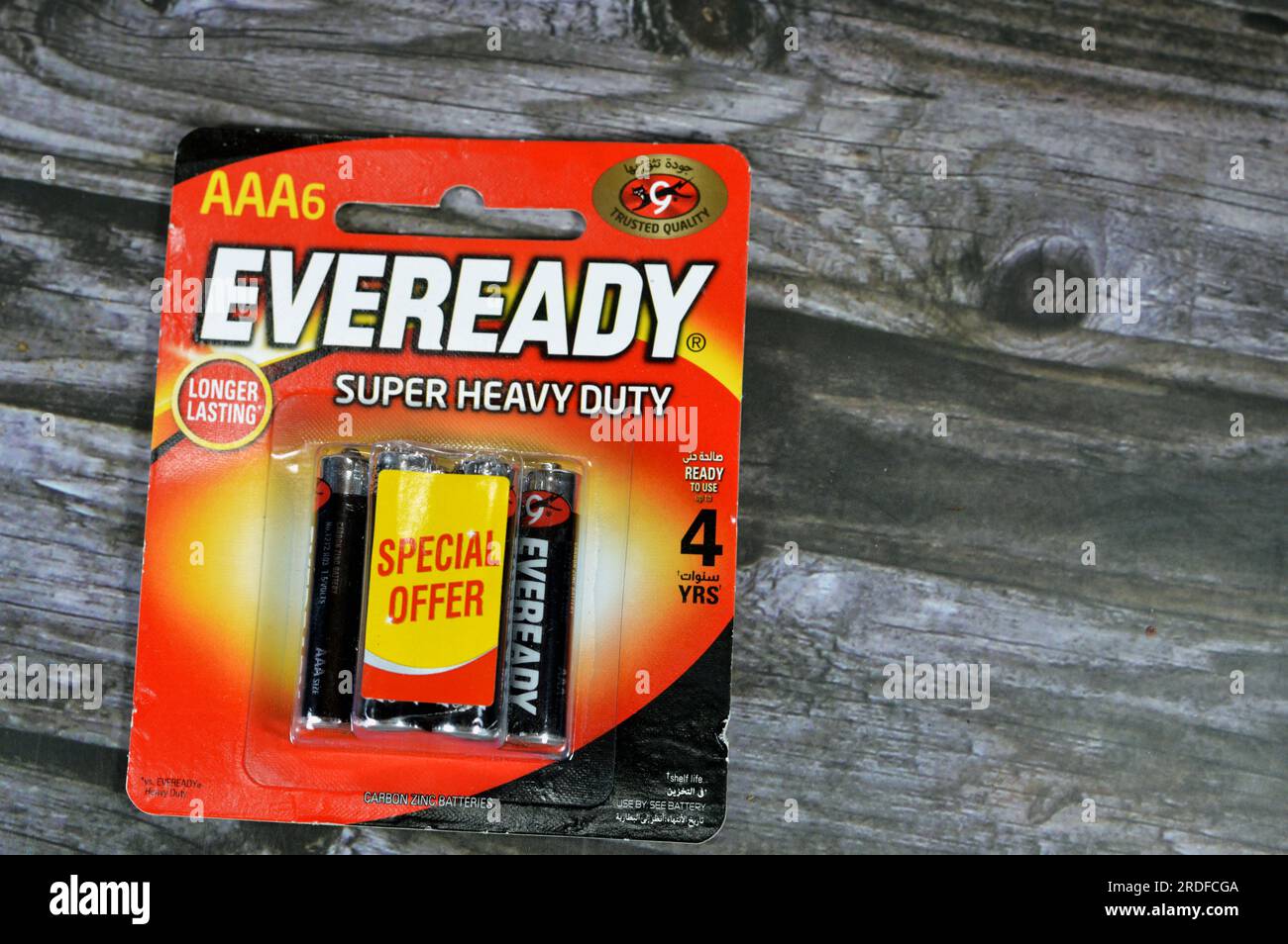 Cairo, Egypt, July 9 2023 Eveready super heavy duty longer lasting