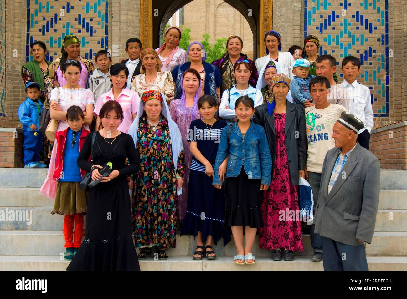 Tourist group, Shah-e-Sende necropolis, Samarkand, Uzbekistan, Shahi Sinda, necropolis Stock Photo