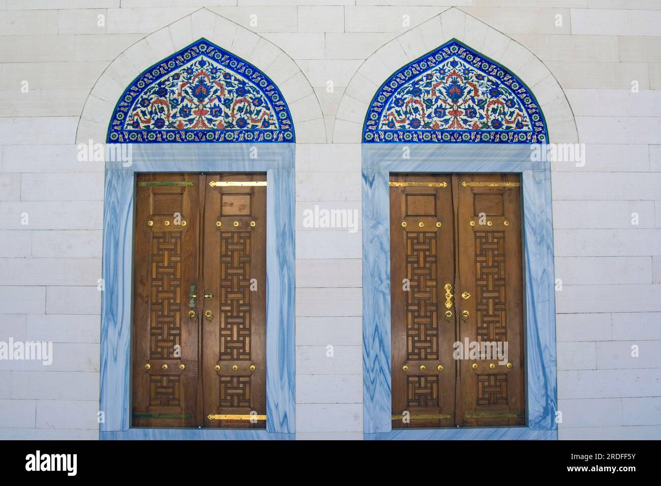 Doors, Ertugrul Gazi Mosque, Ashgabat, Turkmenistan, Asgabat Stock Photo