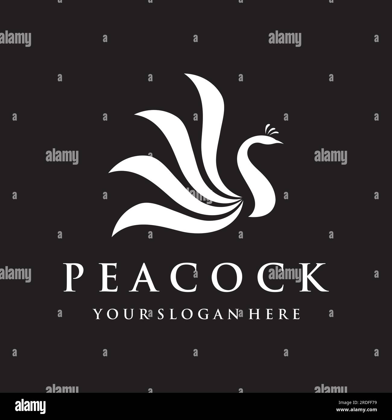 Creative peacock bird and peacock feather logo design-Vector illustration. Stock Vector