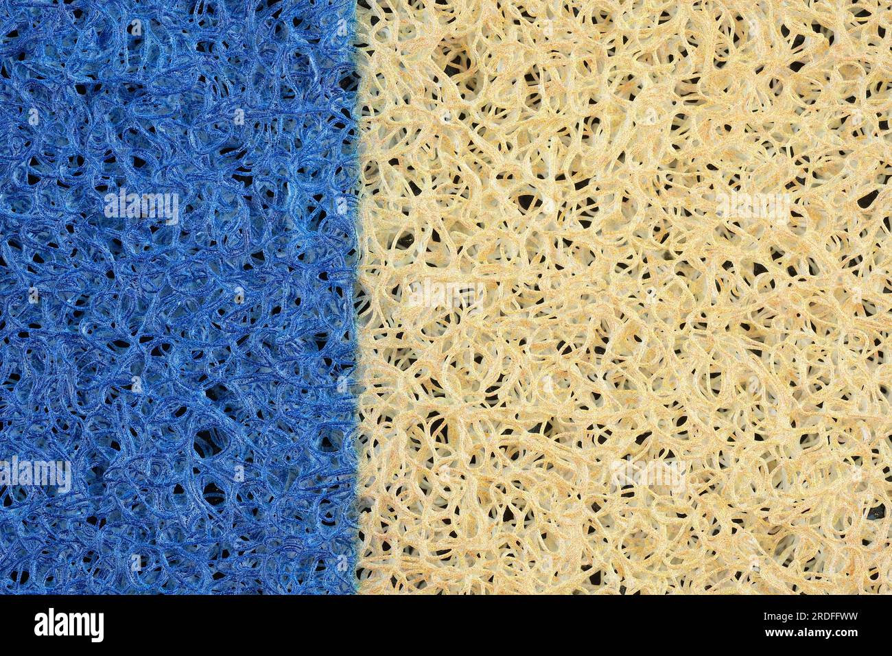 Bright yellow and blue Door mat on PVC basis. Antislip mats and