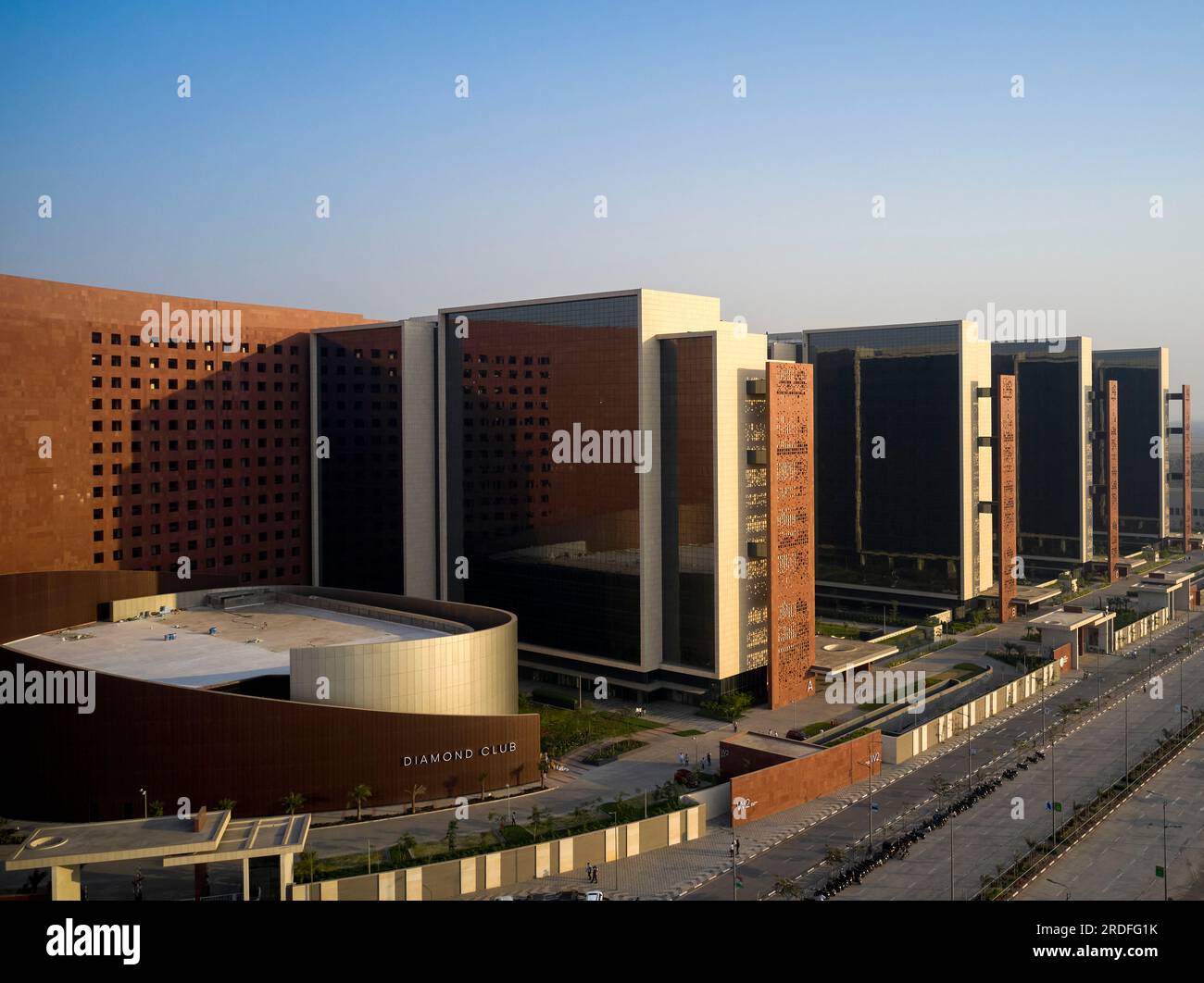 Aerial view, perspective of complex. Surat Diamond Bourse, Surat, India