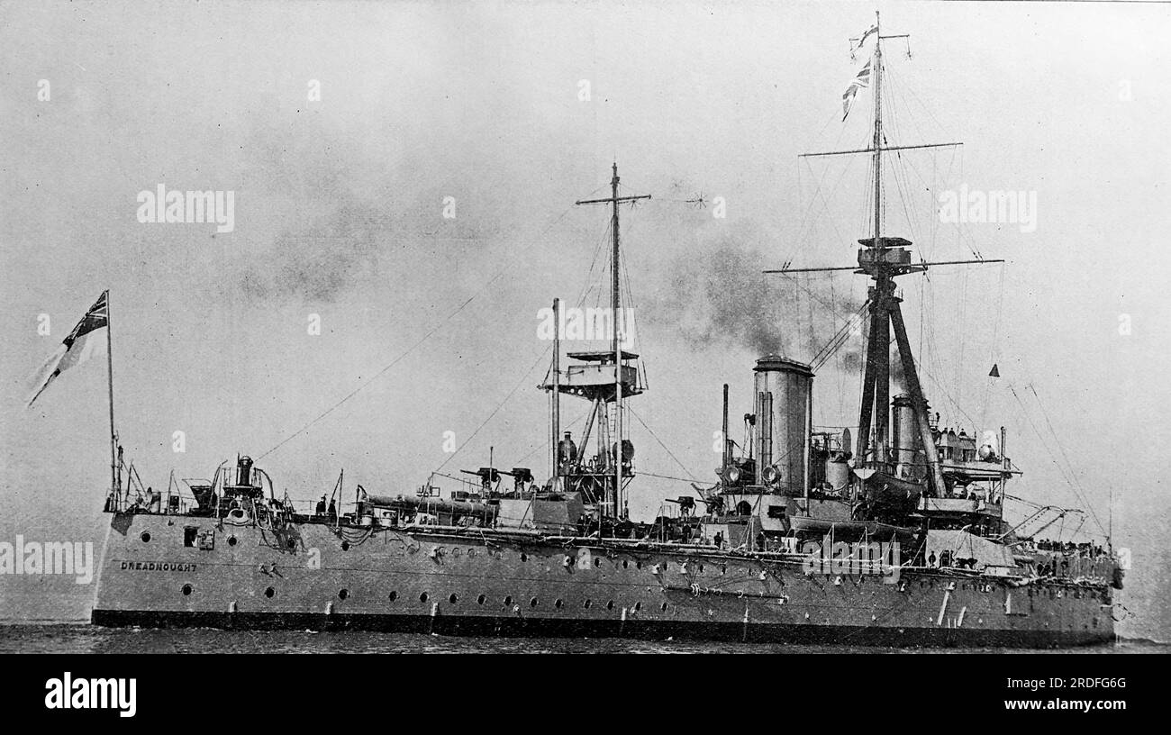 H.M.S. Dreadnought, the battleship which revolutionised British naval