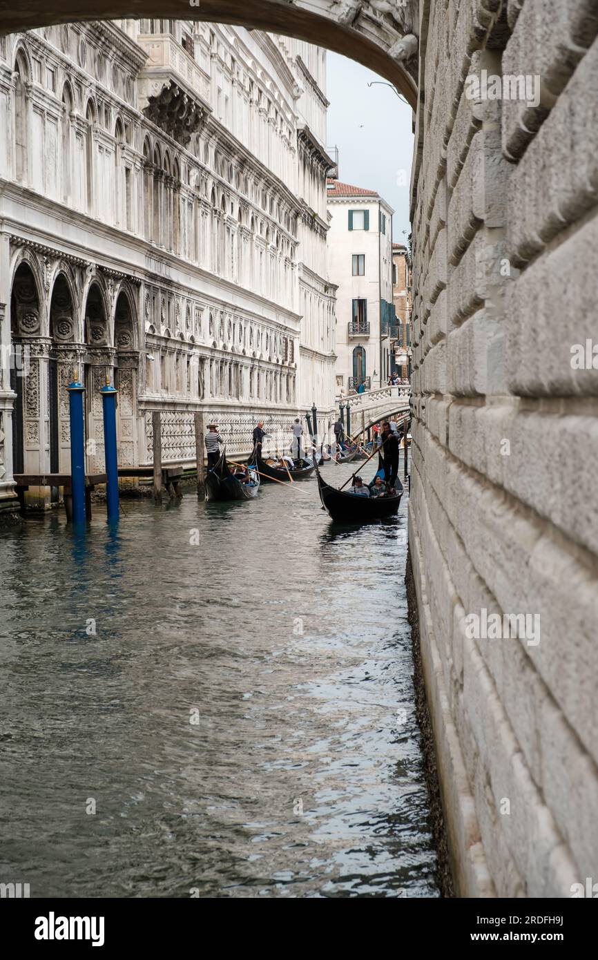Venice,  Italy - April 27, 2019 : View of the Bridge of Sighs at the Doge’s Palace in Venice Italy Stock Photo