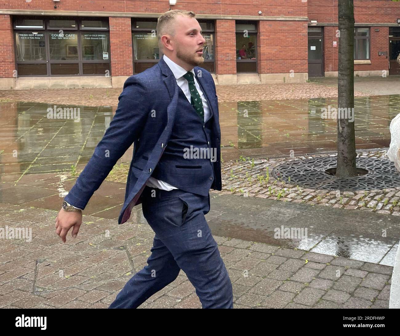 Ashfield District Council deputy leader Thomas Hollis leaving Nottingham Magistrates' Court, where he is charged with two counts under the Localism Act 2011, relating to an alleged failure to declare his disclosable pecuniary interest in a property, alongside his council leader, Jason Zadrozny. Picture date: Friday July 21, 2023. Stock Photo