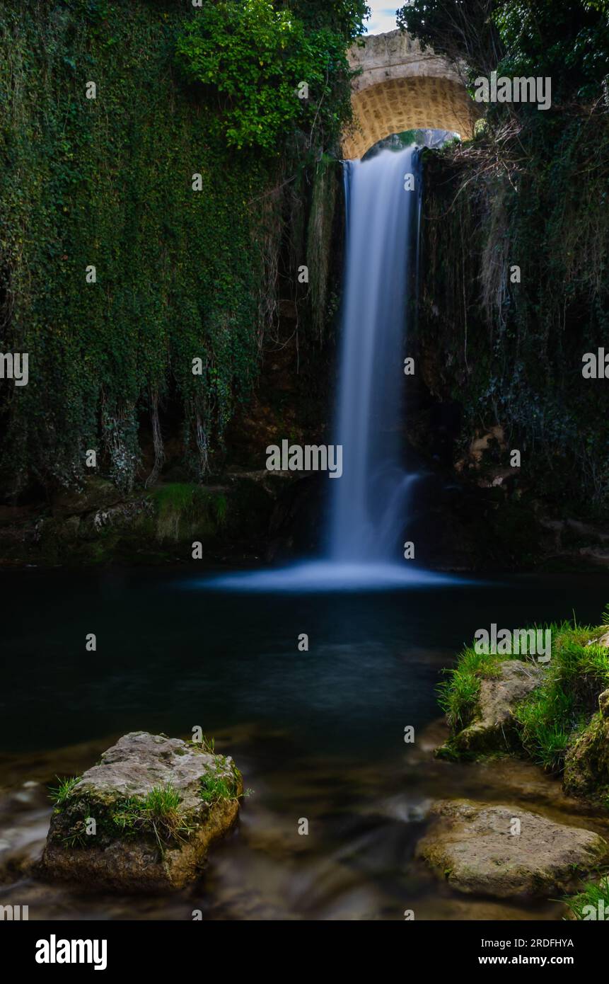PHOTOGRAPH OF THE TOBERA WATERFALL, IN FRÍAS, TAKEN IN MARCH 2023 Stock Photo