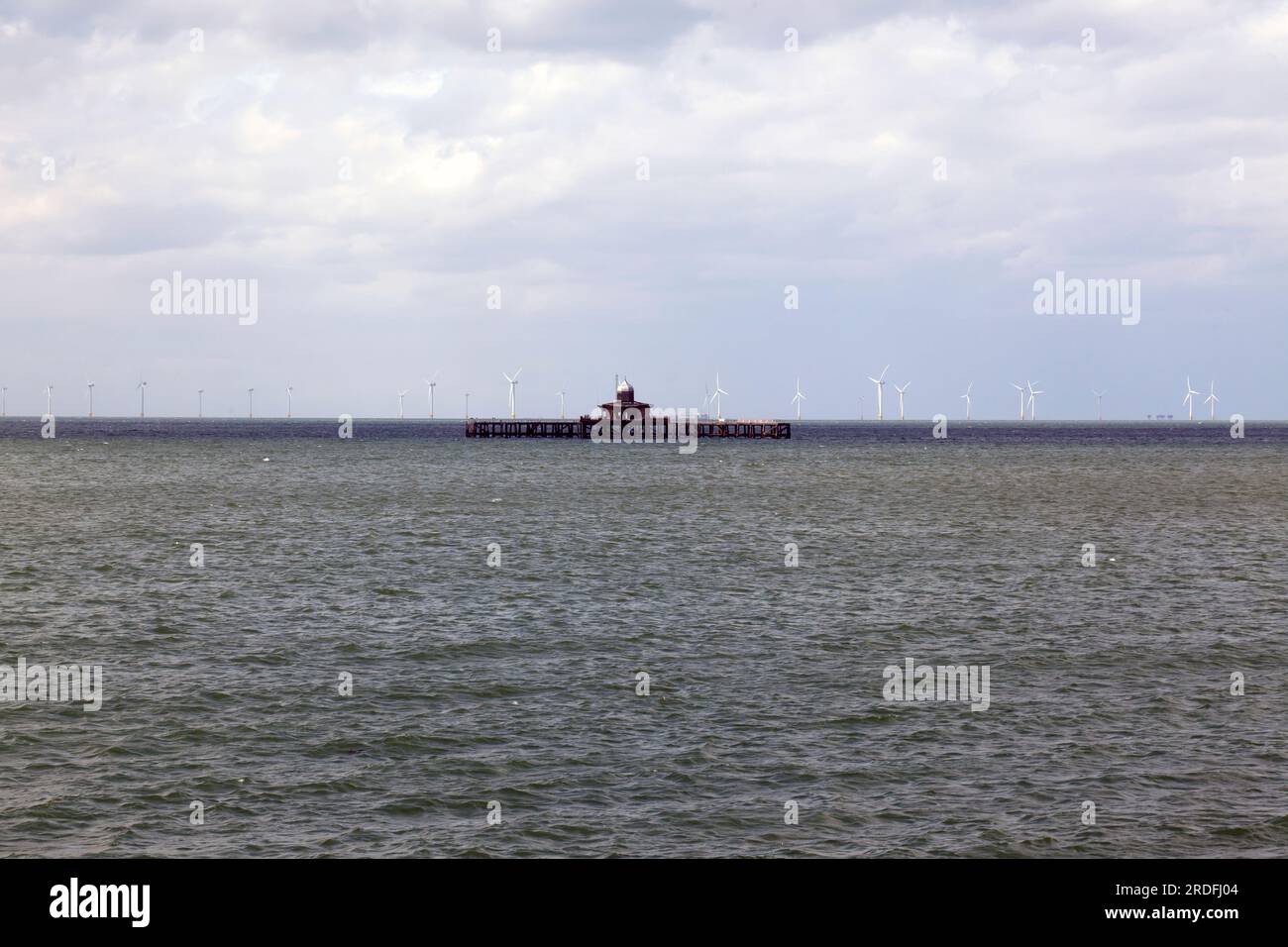The isolated end of Herne Bay pier, with the Kentish Flats Offshore