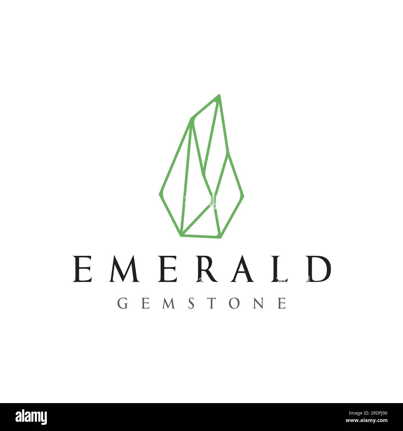 Luxury Vintage Emerald Gemstone logo in trendy style for jewelry. Stock Vector