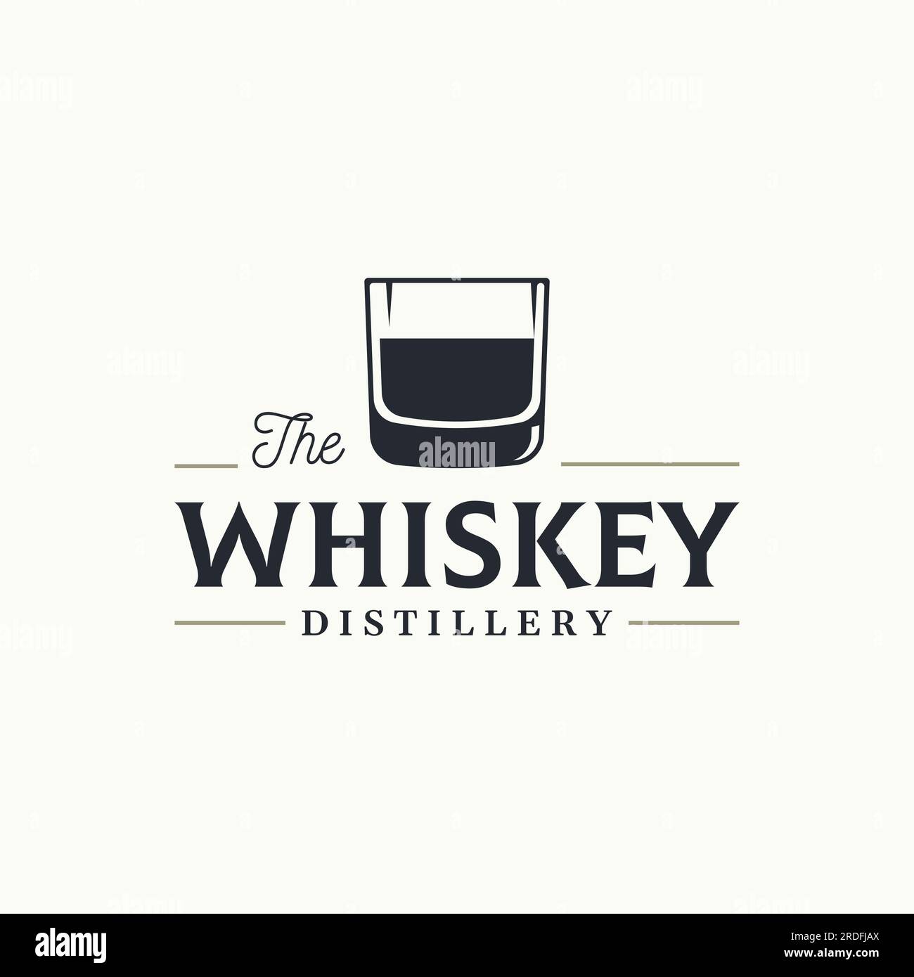 Vintage premium whiskey logo label with hand lettering. for drinks , rum, pub, company Stock
